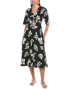 Marella Molise Linen-Blend Midi Dress - Black