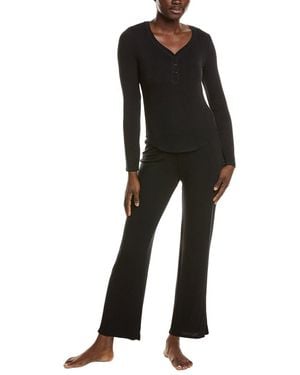 Honeydew Intimates 2Pc Dreamland Long Henley Set - Black
