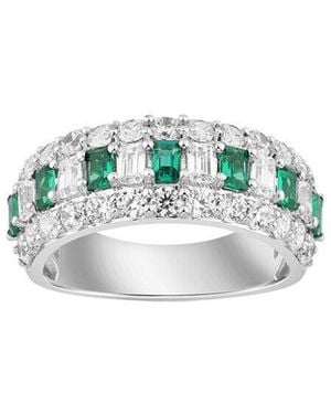 Brilliant Bloom 14K 2.45 Ct. Tw. Lab-Grown Diamond & Emerald Ring - Green