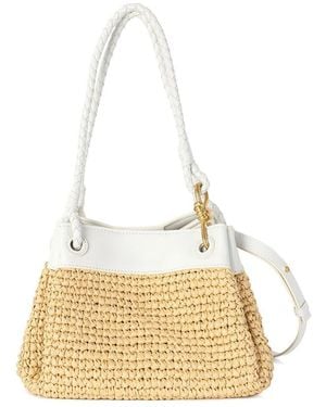 Tiffany & Fred Paris Leather & Raffia Drawstring Shoulder Bag - Metallic