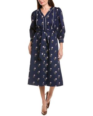 Garrie B Long Sleeve Midi Dress - Blue