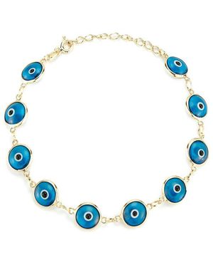 Sphera Milano 14k Over Silver Cz Evil Eye Bracelet - Blue