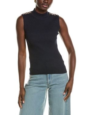 Tahari Sleeveless Rib Pullover - Blue