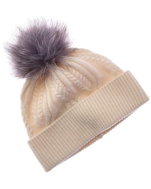 Amicale Cashmere Winding Cable Cuff Wool & Cashmere-Blend Hat - Natural