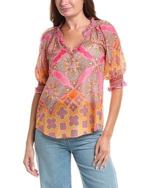 Hale Bob Silk-Blend Eileen Blouse - Pink