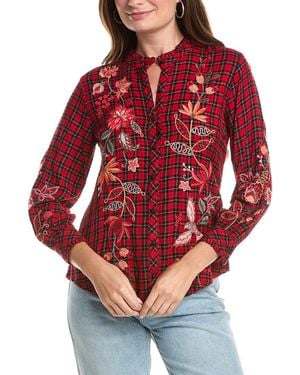 Johnny Was Petite Ruffle Collar Blouse - Red