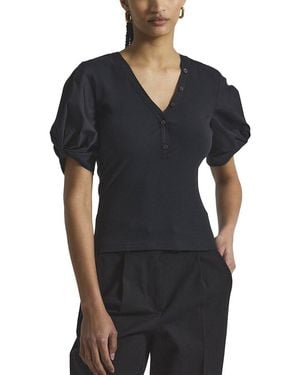 10 Crosby Derek Lam Fallon Mixed Media Tee - Black