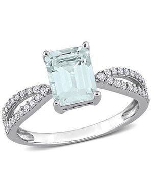 Rina Limor 14k 2.10 Ct. Tw. Diamond & Aquamarine Ring - White