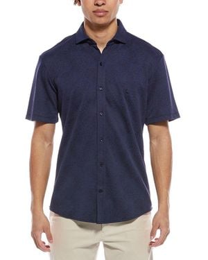 Tailorbyrd Tropical Printed Short Sleeve Shirt - Blue