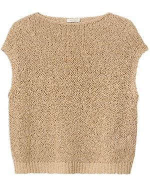 Lafayette 148 New York Open Stitch Bateau Neck Silk-Blend Jumper - Natural
