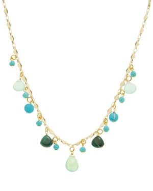 Rachel Reinhardt Jewelry 14K Plated Amazonite, Malachite & Dangle Necklace - Metallic