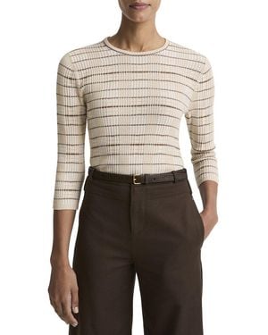 Vince Plaid Elbow-Sleeve Wool & Cashmere-Blend Jumper - White