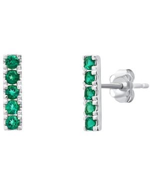 MaxColor 14K 0.20 Ct. Tw. Lab-Grown Created Emerald Stud Earrings - White
