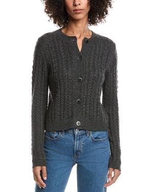 Forte Cable Wool & Cashmere-Blend Cardigan - Black