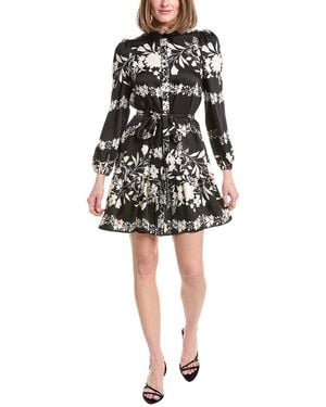 Anne Klein Satin Twill Tiered Shirtdress - Black