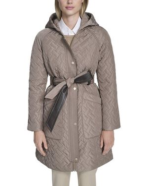 Cole Haan Signature Quilt Belted Jacket - Gray