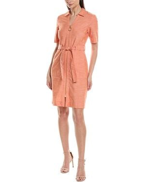 Sharagano Short Sleeve Shirtdress - Orange