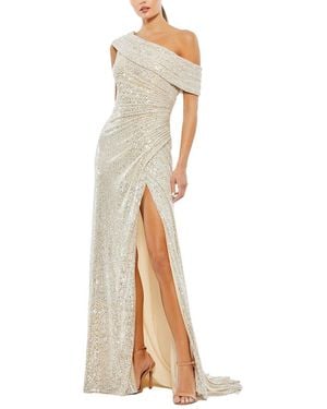 Mac Duggal Sequined Drop Shoulder Gown - White