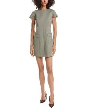 Theory Tailor Zip Wool-Blend Mini Dress - Green
