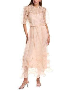 RED Valentino Ruffle Silk Maxi Dress - Natural