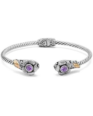 Samuel B. 18K & 0.60 Ct. Tw. Amethyst Flower Bangle Bracelet - White
