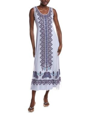 Johnny Was Petite Bitola Mesh Maxi Slip Dress - Blue