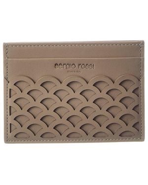 Sergio Rossi Logo Leather Card Case - Grey