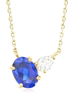 MaxColor 14K 0.90 Ct. Tw. Lab-Grown Sapphire Necklace - Blue