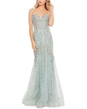 Mac Duggal Embellished Plunge Neck Trumpet Gown - Green