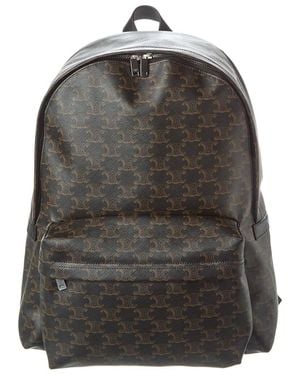 Celine Triomphe Canvas & Leather Backpack - Grey