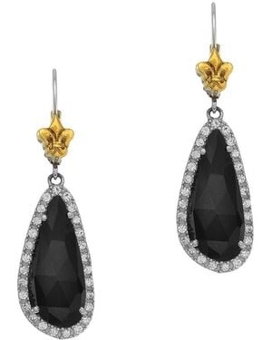 Phillip Gavriel Rock Candy 18k & Silver Black Onyx Slice Drop Earrings - White