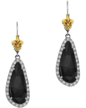 Phillip Gavriel Rock Candy 18k & Silver Black Onyx Slice Drop Earrings - White