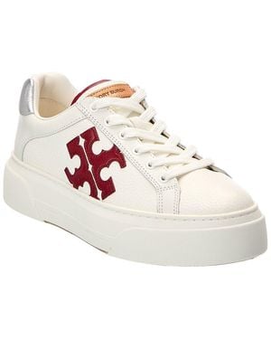 Tory Burch Colour Block Platform Leather Trainer - White