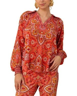 Hale Bob Braelynn Silk Top - Red