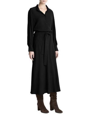 Vince Collar Stand Shirt Dress - Black