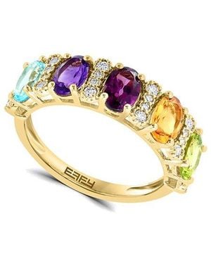 Effy Fine Jewelry 14K 2.40 Ct. Tw. Diamond & Amethyst, Topaz, Citrine, Rhodolite, Peridot Ring - Metallic