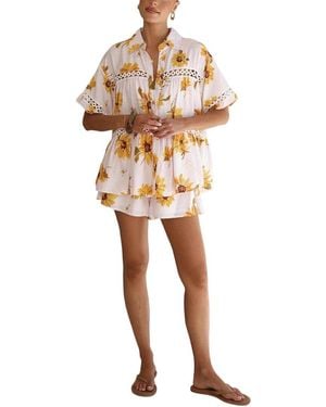 AMINA GLAM Shirt & Short Set - White