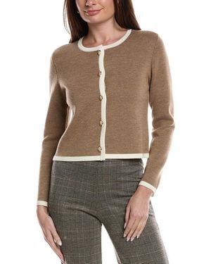 Bruno Magli Tipped Merino Wool Cropped Jacket - Brown