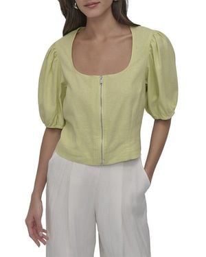 DKNY Linen-Blend Top - Green