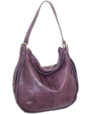 Nino Bossi Carlotta Hand-Dyed Vintage Leather Hobo Bag - Purple
