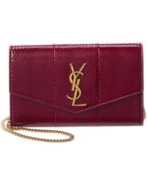 Saint Laurent Uptown Leather Wallet On Chain - Purple