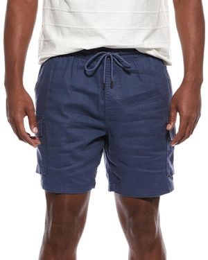 Onia Stretch Linen-Blend Cargo Short - Blue