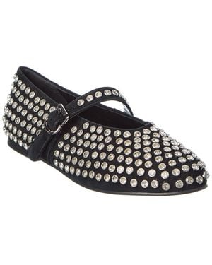 Tiffany & Fred Paris Bedazzled Suede Flat - Black