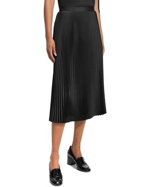 Theory Satin Slim Pleat Skirt - Black