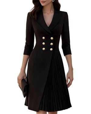 Tedora Long Sleeve Midi Dress - Black