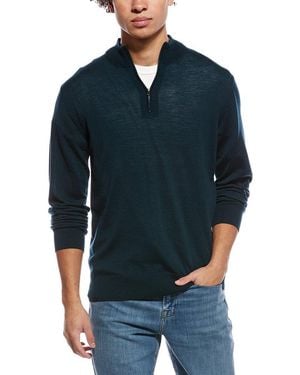 Eton Fine Knit Wool 1/2-Zip Pullover - Blue