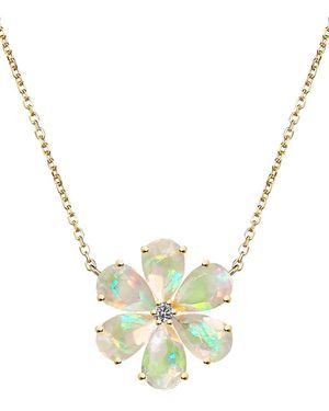 Kai Fine Jewelry 14K 2.02 Ct. Tw. Diamond & Opal Necklace - Metallic