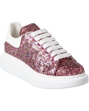 McQueen Lace-up Glitter Leather Sneaker - Pink