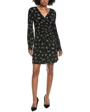 Cece V-Neck Button Front Shirred Shirtdress - Black