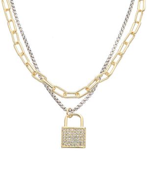 Juvell 18k Plated Cz Link Necklace - Metallic